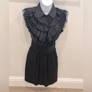 Bebe Black Ruffle Chiffon Mini Dress Size 00